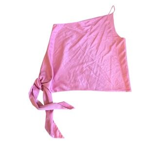 LEYDEN Pink One Shoulder Tie Side Asymmetrical Top Size L
